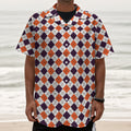 Halloween Checked Pattern Print Textured Short Sleeve Shirt