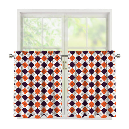 Halloween Checked Pattern Print Tier Curtains