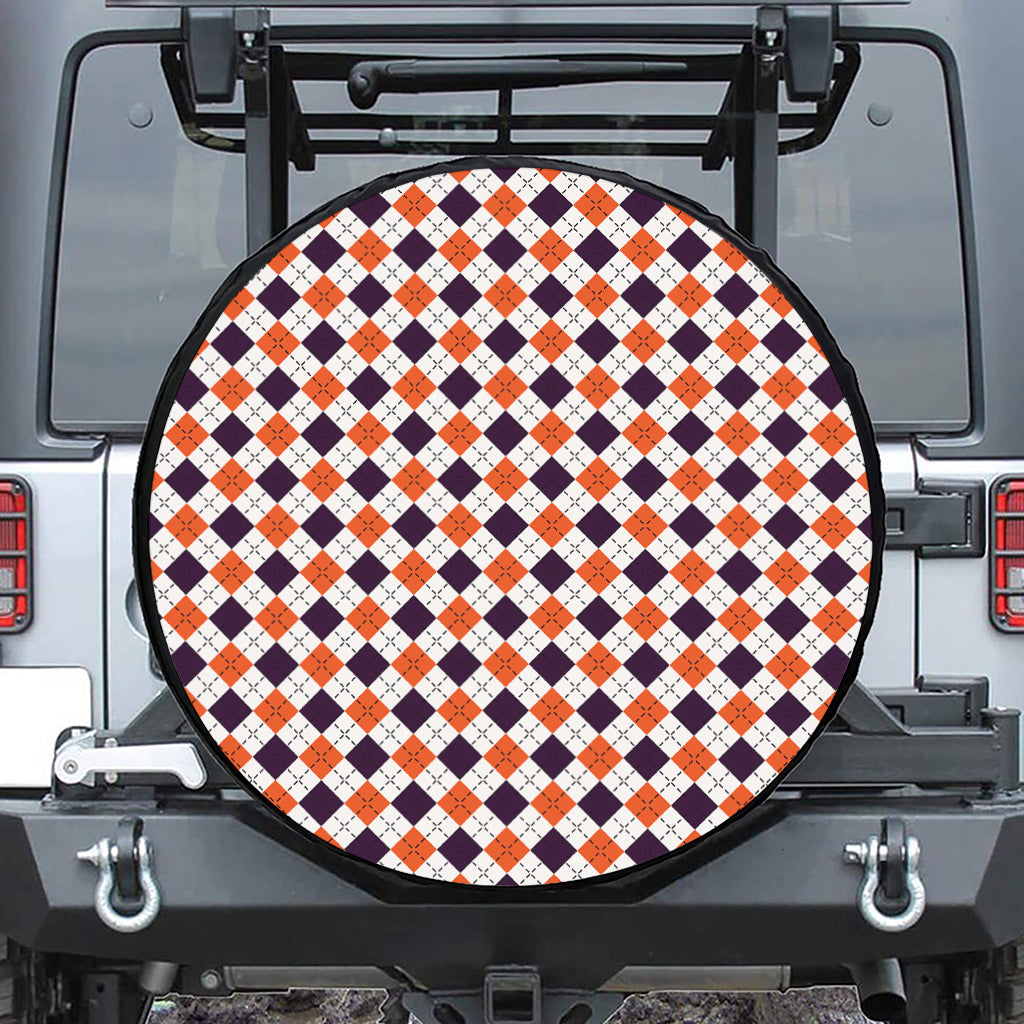 Halloween Checked Pattern Print Tire Cover