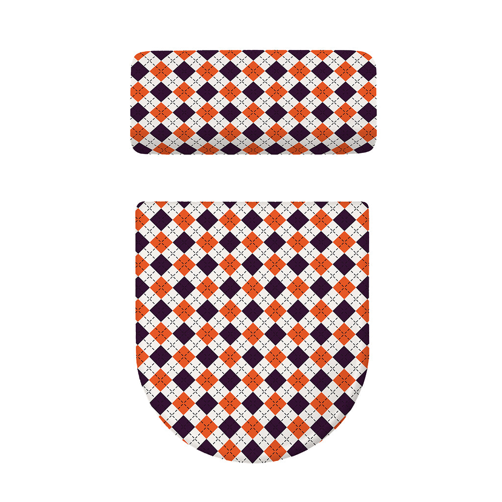 Halloween Checked Pattern Print Toilet Lid And Tank Cover Set