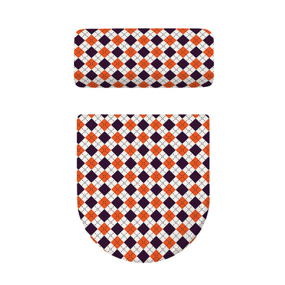 Halloween Checked Pattern Print Toilet Lid And Tank Cover Set