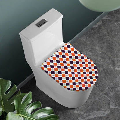 Halloween Checked Pattern Print Toilet Lid Cover