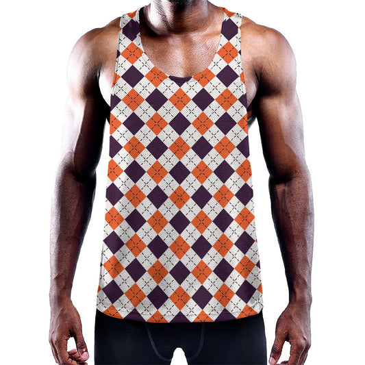 Halloween Checked Pattern Print Training Tank Top