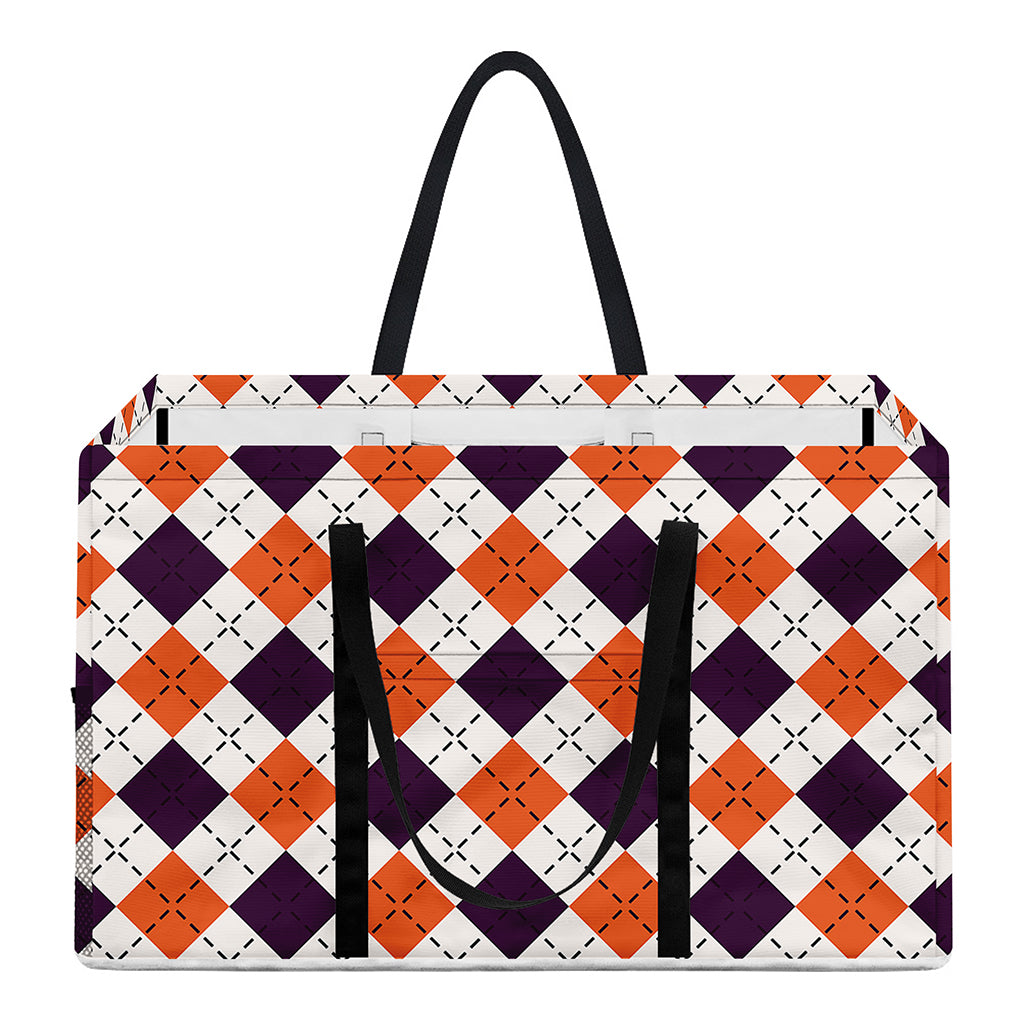 Halloween Checked Pattern Print Utility Tote Bag