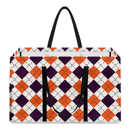 Halloween Checked Pattern Print Utility Tote Bag
