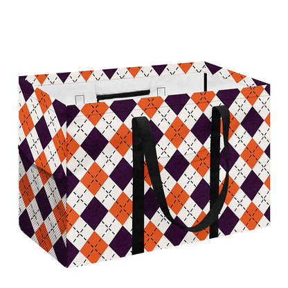 Halloween Checked Pattern Print Utility Tote Bag