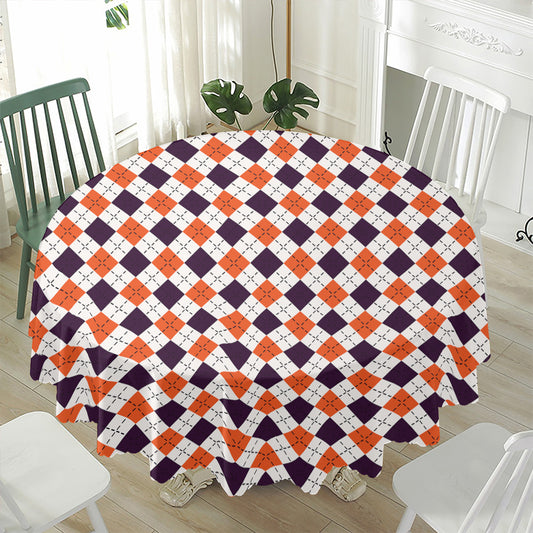 Halloween Checked Pattern Print Waterproof Round Tablecloth