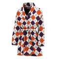 Halloween Checked Pattern Print Women's Bathrobe