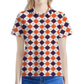 Halloween Checked Pattern Print Women's Polo Shirt