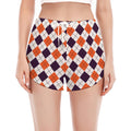 Halloween Checked Pattern Print Women's Split Running Shorts