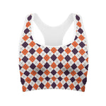 Halloween Checked Pattern Print Women's Sports Bra