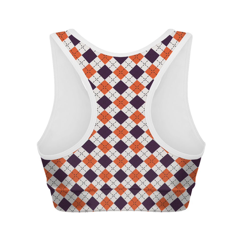 Halloween Checked Pattern Print Women's Sports Bra