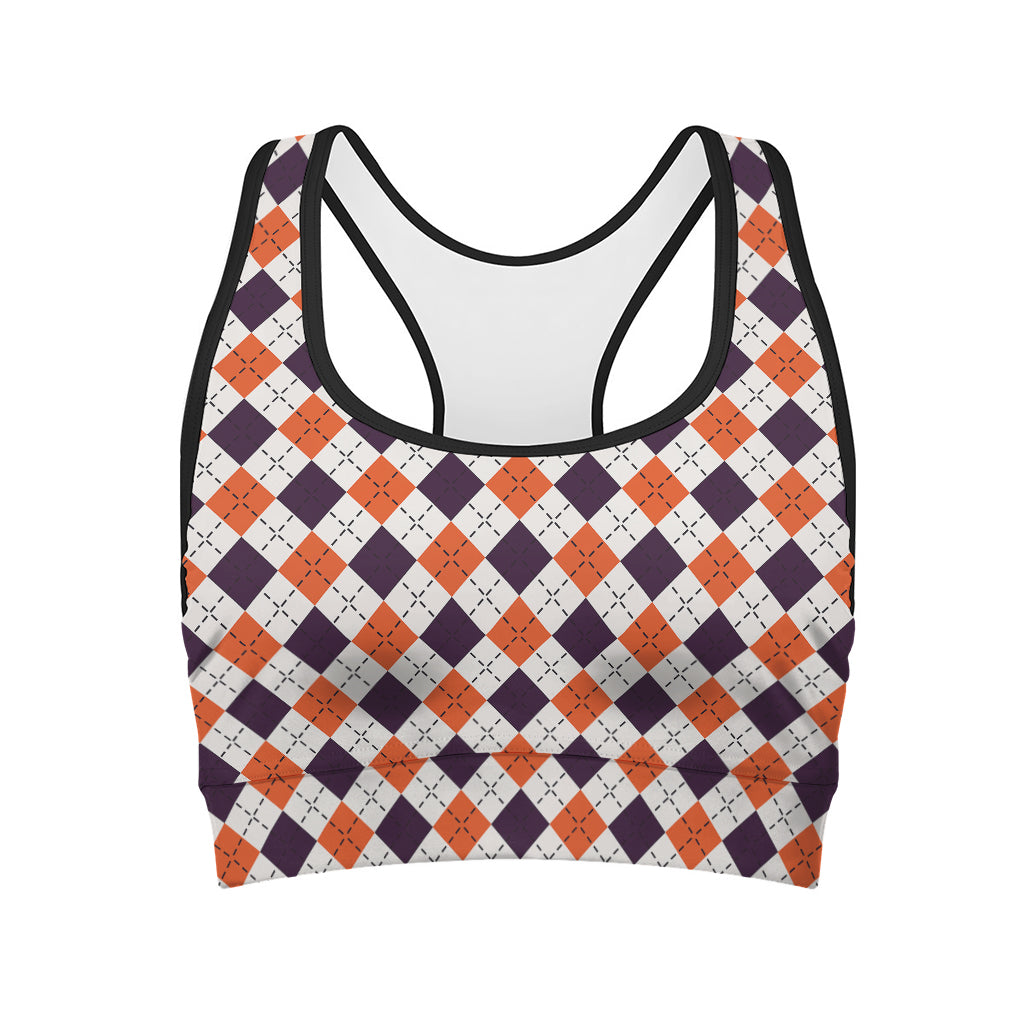Halloween Checked Pattern Print Women's Sports Bra