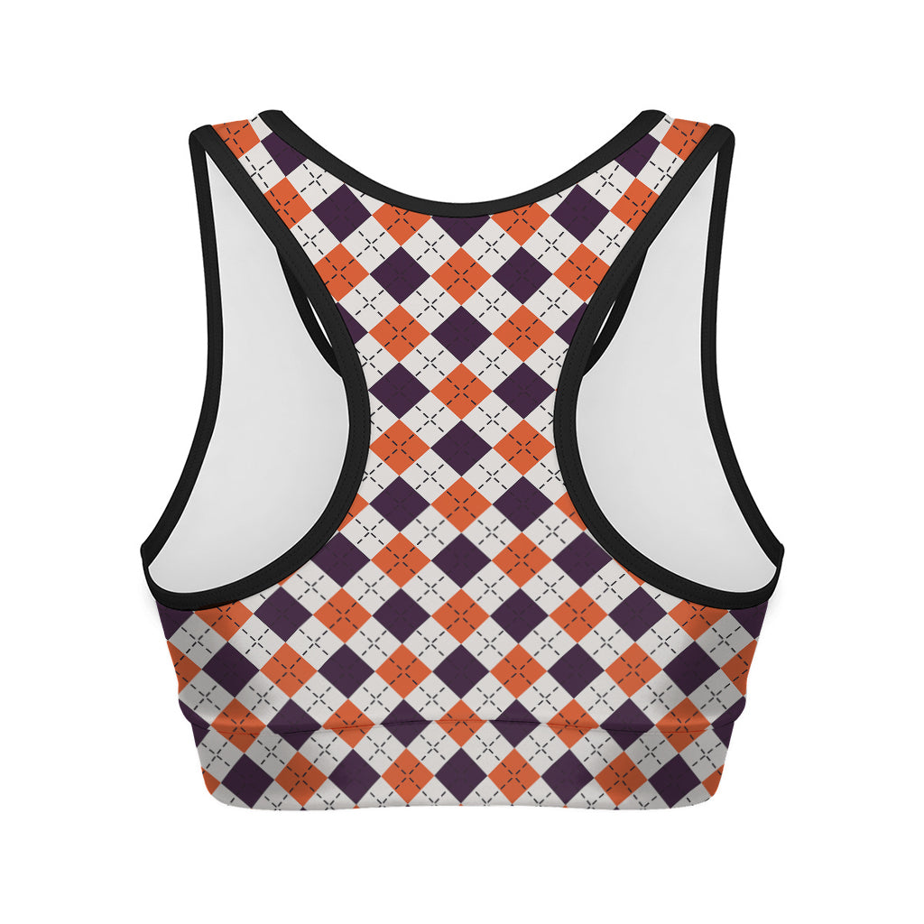 Halloween Checked Pattern Print Women's Sports Bra