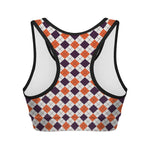 Halloween Checked Pattern Print Women's Sports Bra