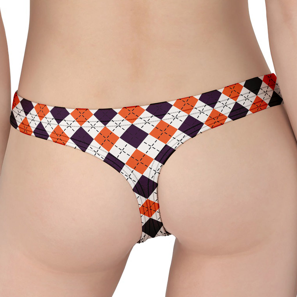 Halloween Checked Pattern Print Women's Thong