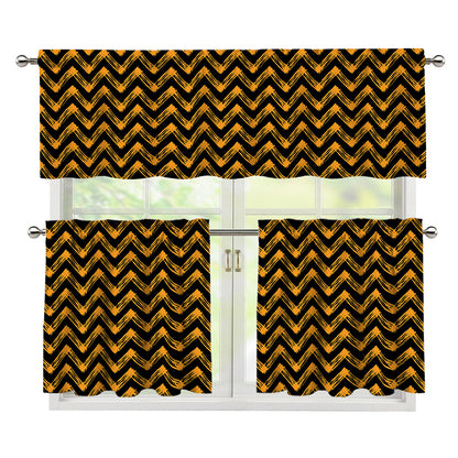 Halloween Chevron Pattern Print 3 Piece Kitchen Curtains
