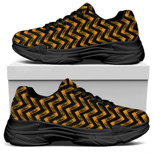 Halloween Chevron Pattern Print Black Chunky Shoes