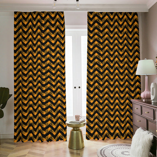 Halloween Chevron Pattern Print Blackout Pencil Pleat Curtains