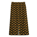 Halloween Chevron Pattern Print Cotton Front Slit Maxi Skirt