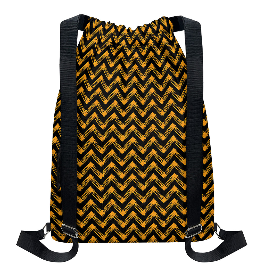 Halloween Chevron Pattern Print Drawstring Backpack
