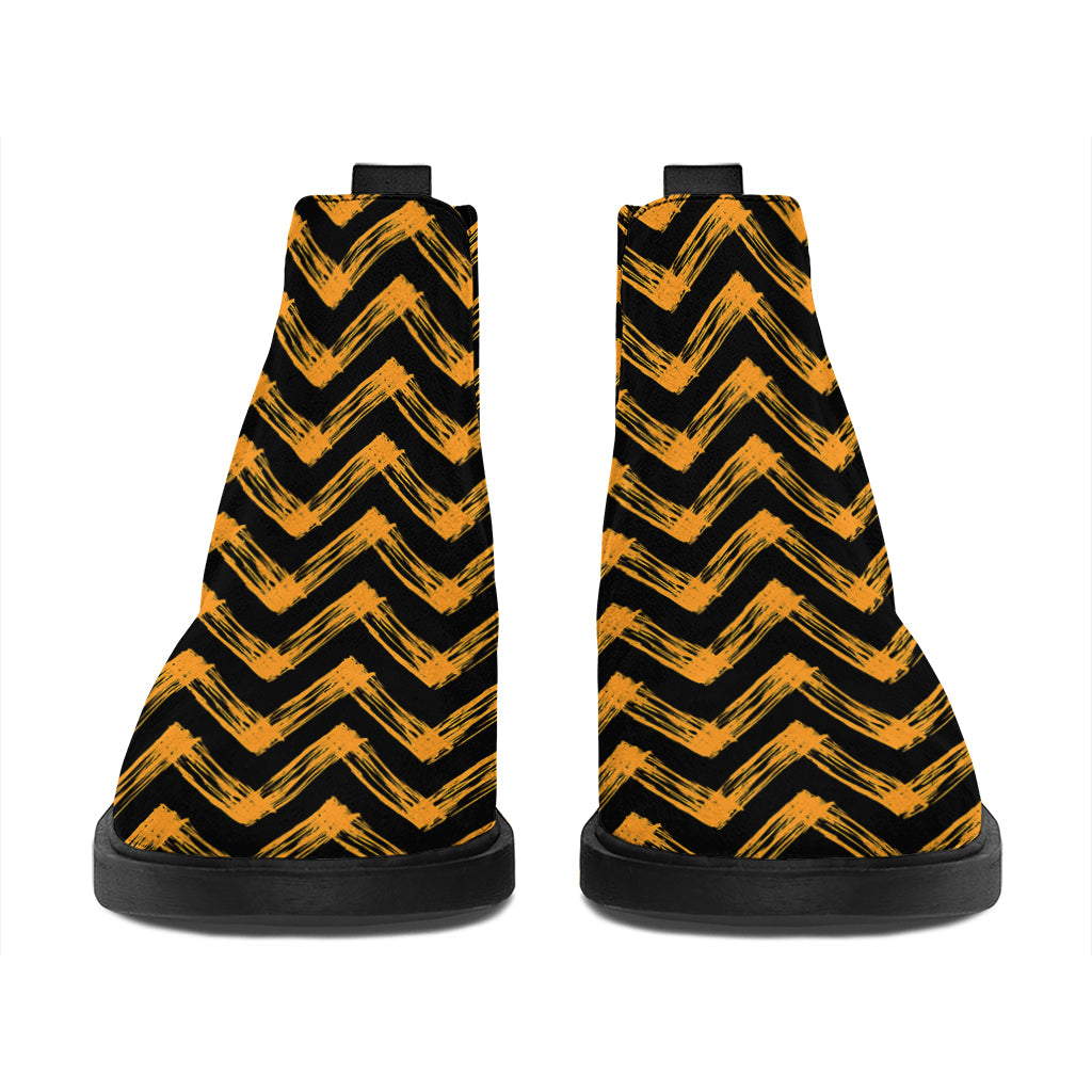 Halloween Chevron Pattern Print Flat Ankle Boots