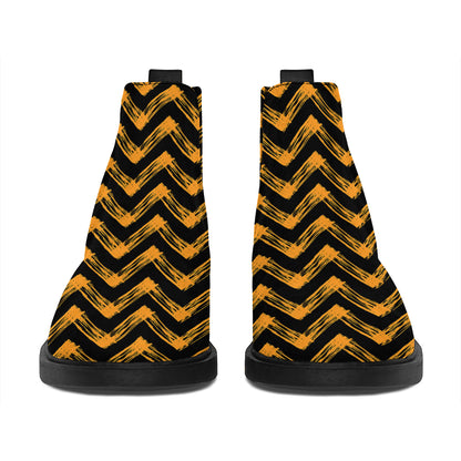 Halloween Chevron Pattern Print Flat Ankle Boots
