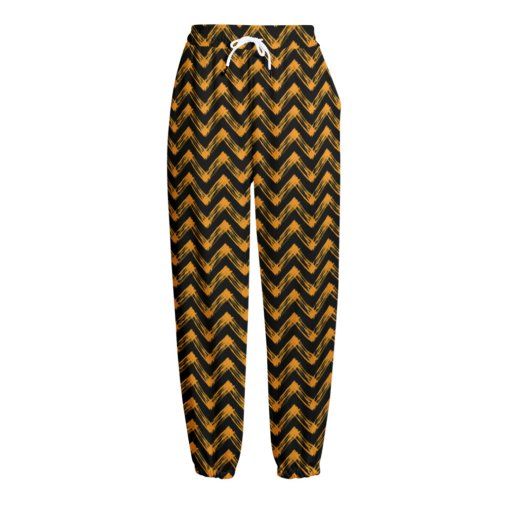 Halloween Chevron Pattern Print Fleece Lined Knit Pants