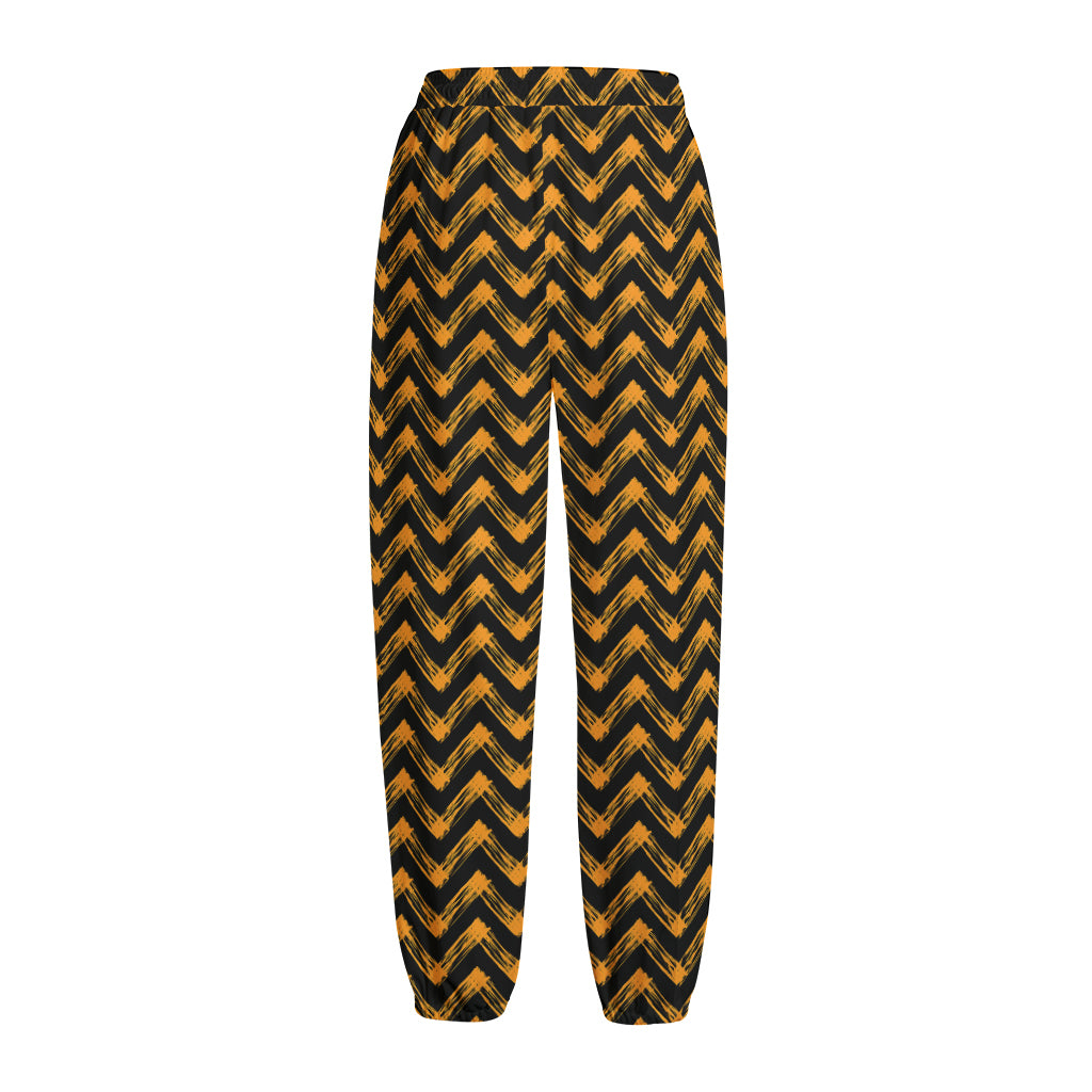 Halloween Chevron Pattern Print Fleece Lined Knit Pants