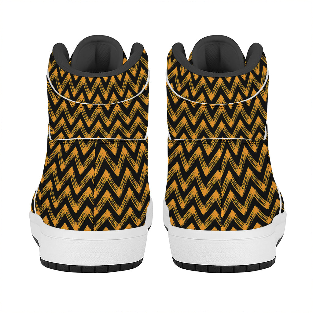 Halloween Chevron Pattern Print High Top Leather Sneakers