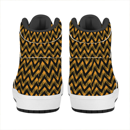 Halloween Chevron Pattern Print High Top Leather Sneakers