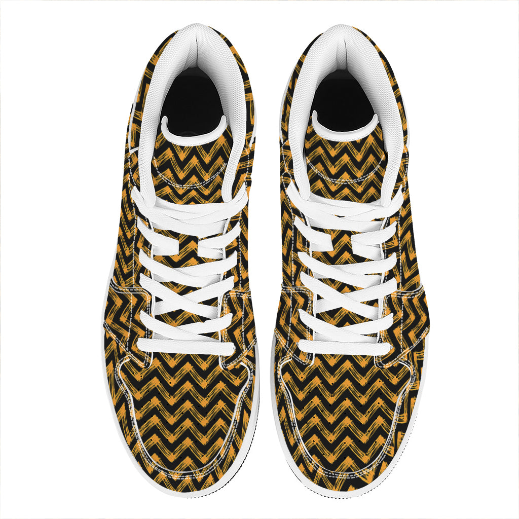 Halloween Chevron Pattern Print High Top Leather Sneakers