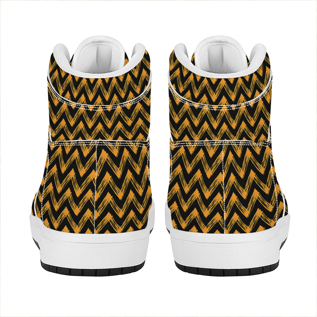 Halloween Chevron Pattern Print High Top Leather Sneakers