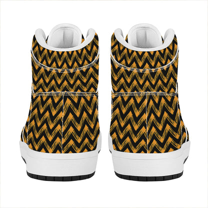 Halloween Chevron Pattern Print High Top Leather Sneakers