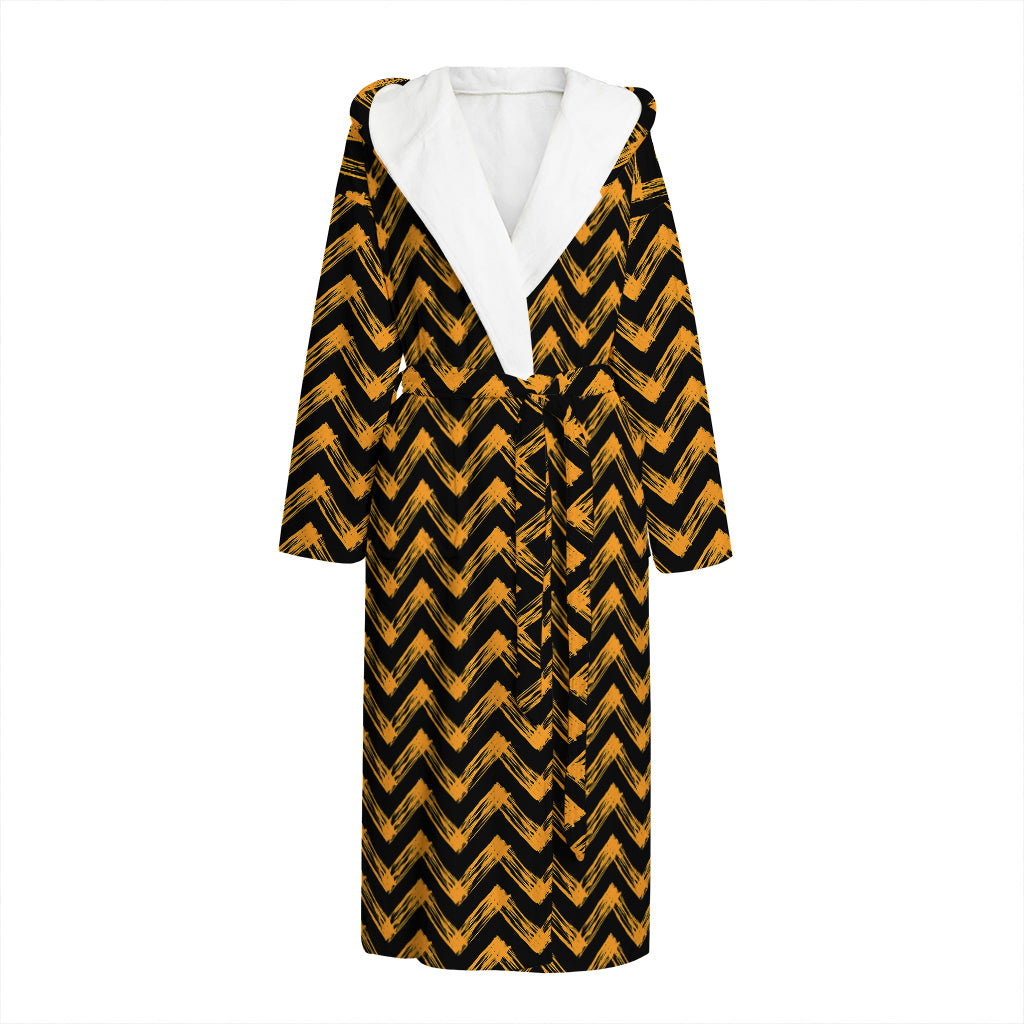 Halloween Chevron Pattern Print Hooded Bathrobe