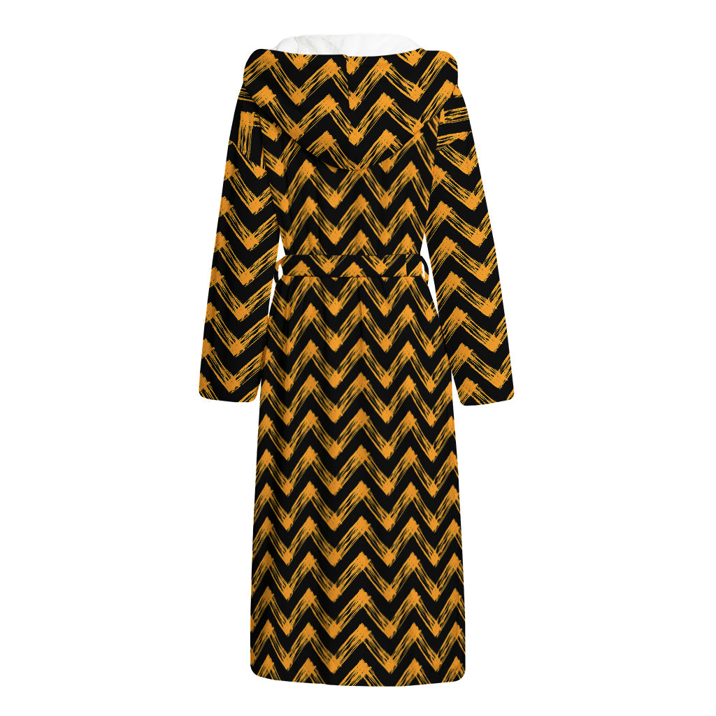 Halloween Chevron Pattern Print Hooded Bathrobe