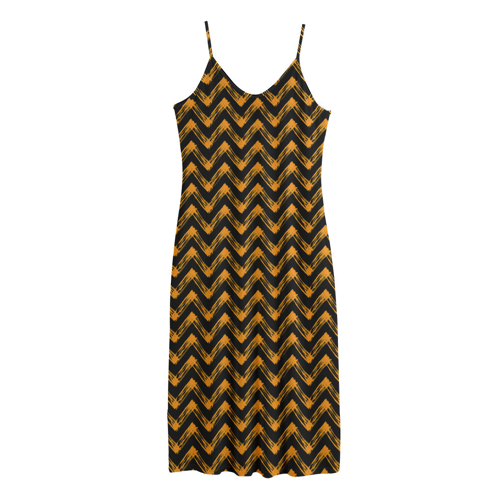 Halloween Chevron Pattern Print Jersey Midi Cami Dress