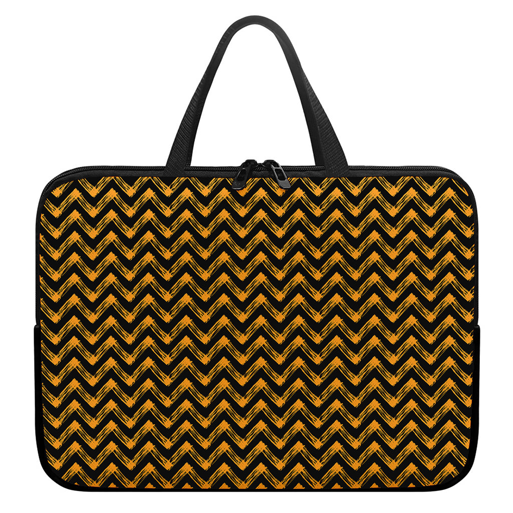 Halloween Chevron Pattern Print Laptop Sleeve With Handle