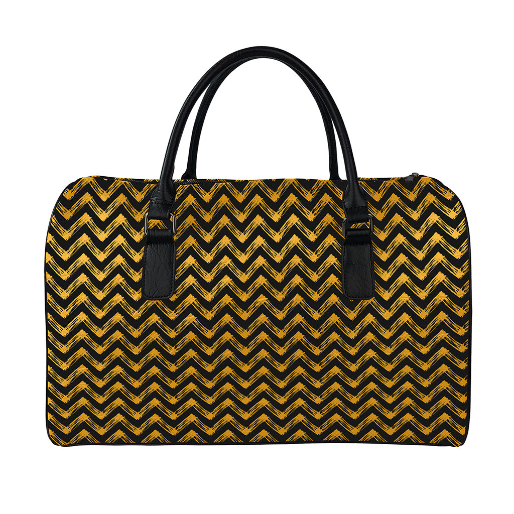Halloween Chevron Pattern Print Leather Duffle Bag