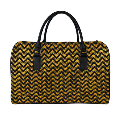 Halloween Chevron Pattern Print Leather Duffle Bag