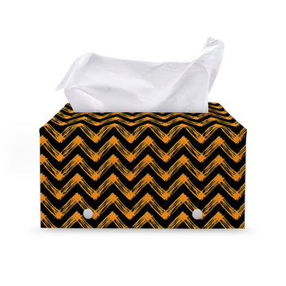 Halloween Chevron Pattern Print Leather Tissue Box Cover