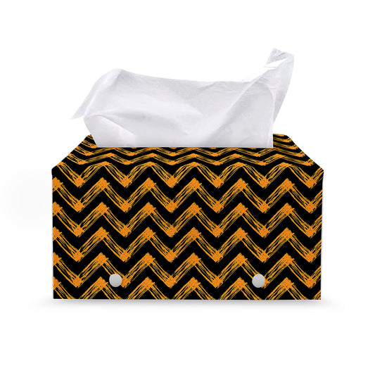 Halloween Chevron Pattern Print Leather Tissue Box Cover