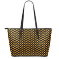 Halloween Chevron Pattern Print Leather Tote Bag With Zipper