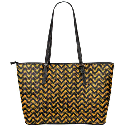 Halloween Chevron Pattern Print Leather Tote Bag