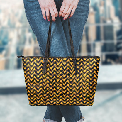 Halloween Chevron Pattern Print Leather Tote Bag