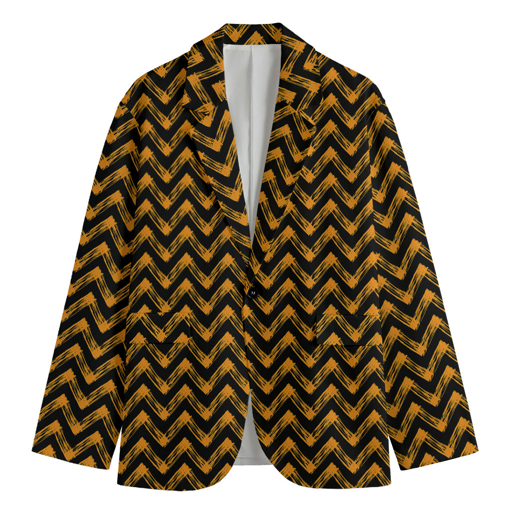 Halloween Chevron Pattern Print Men's Cotton Blazer