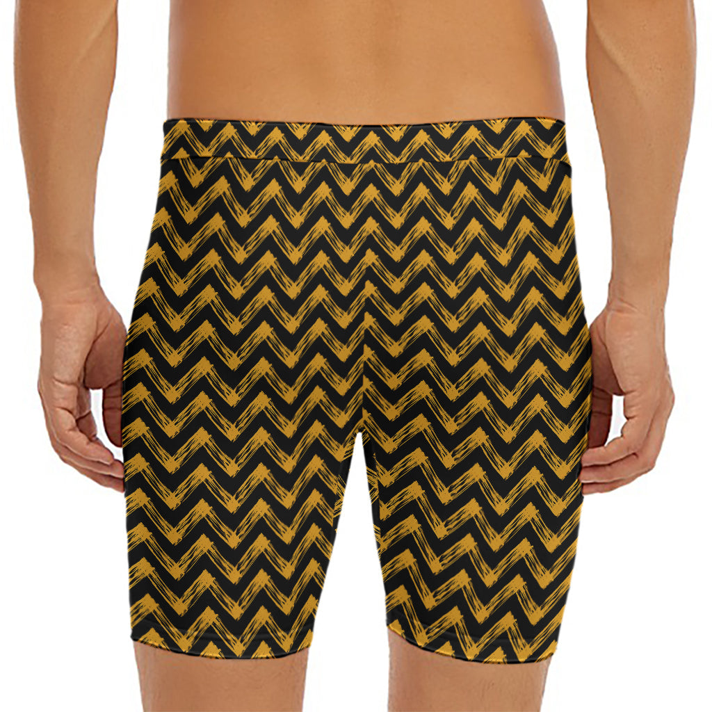 Halloween Chevron Pattern Print Men's Long Boxer Briefs