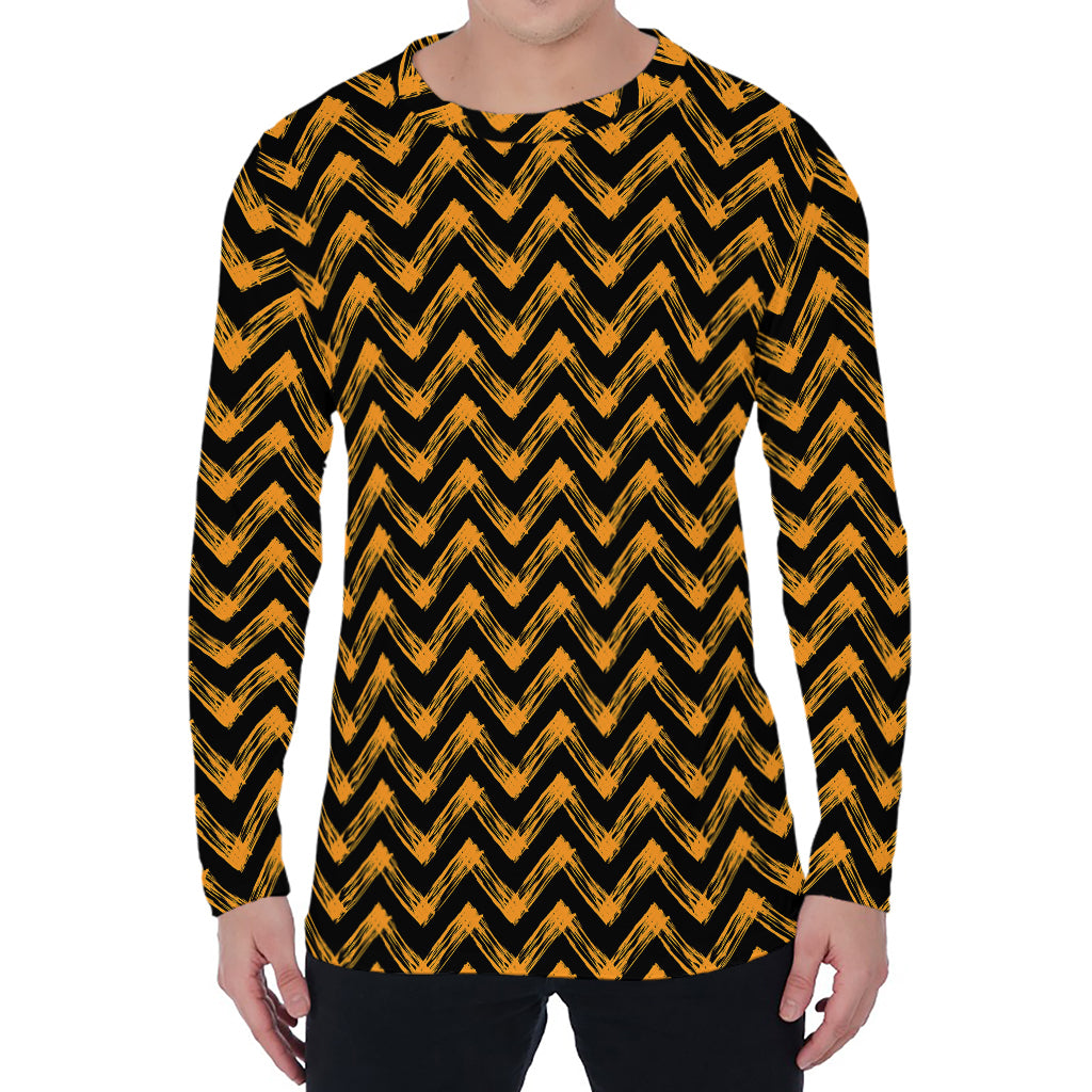 Halloween Chevron Pattern Print Men's Long Sleeve T-Shirt
