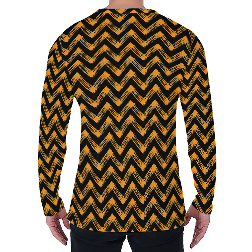 Halloween Chevron Pattern Print Men's Long Sleeve T-Shirt