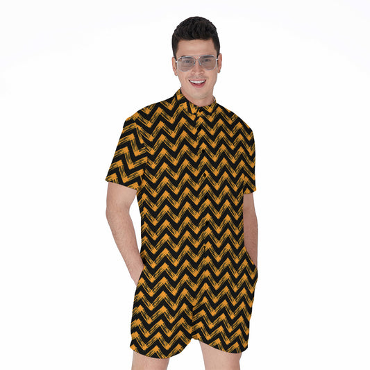 Halloween Chevron Pattern Print Men's Rompers